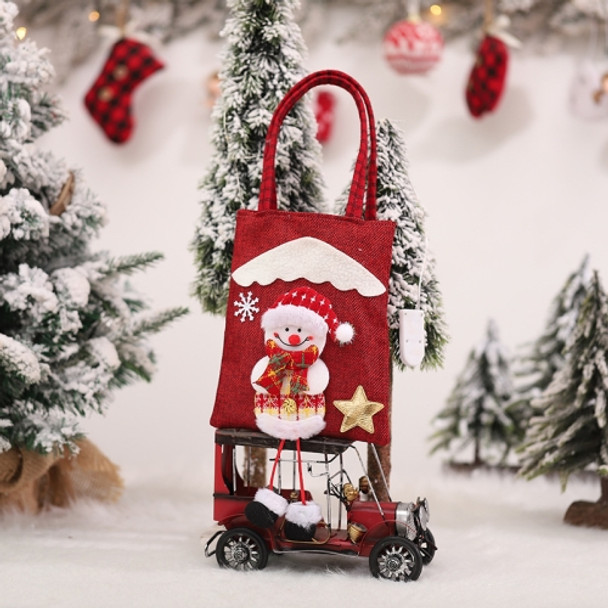 Christmas Ornament Handbag Linen Stereo Doll Gift Bag(T3050 Snowman)