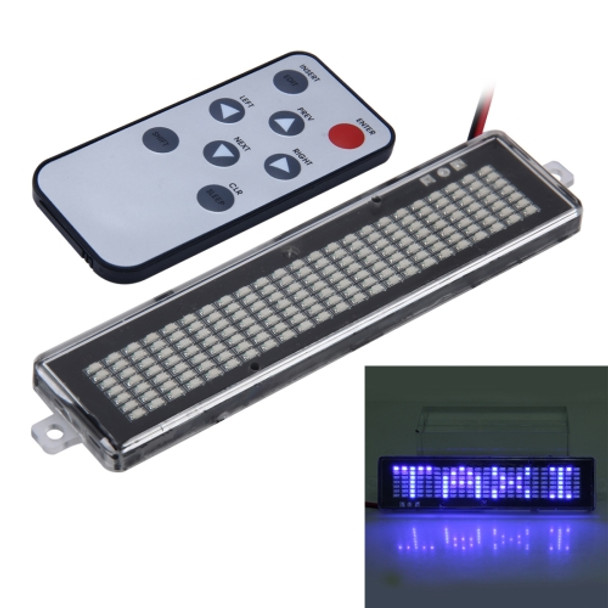 DC 12V Car LED Programmable Showcase Message Sign Scrolling Display Lighting Board with Remote Control (Blue Light)