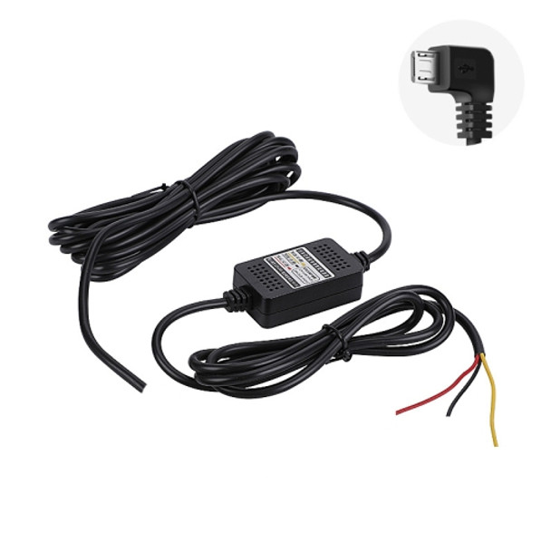 H516 Recording Step-down Line Shrinkage Video Car Charger Line Parking Monitoring Three-Core Power Cord, Model: Without Fuse(Micro Left Elbow)