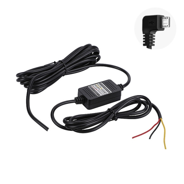 H516 Recording Step-down Line Shrinkage Video Car Charger Line Parking Monitoring Three-Core Power Cord, Model: Without Fuse(Micro Right Elbow)