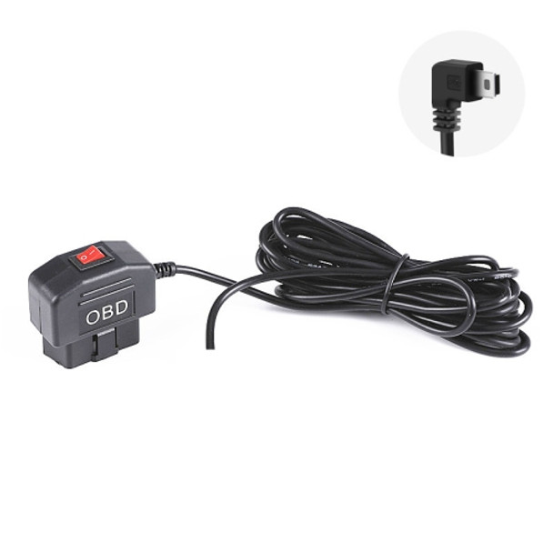 H508 OBD Car Charger Driving Recorder Power Cord 12/24V To 5V With Switch Low Pressure Protection Line, Specification: Mini Right Elbow