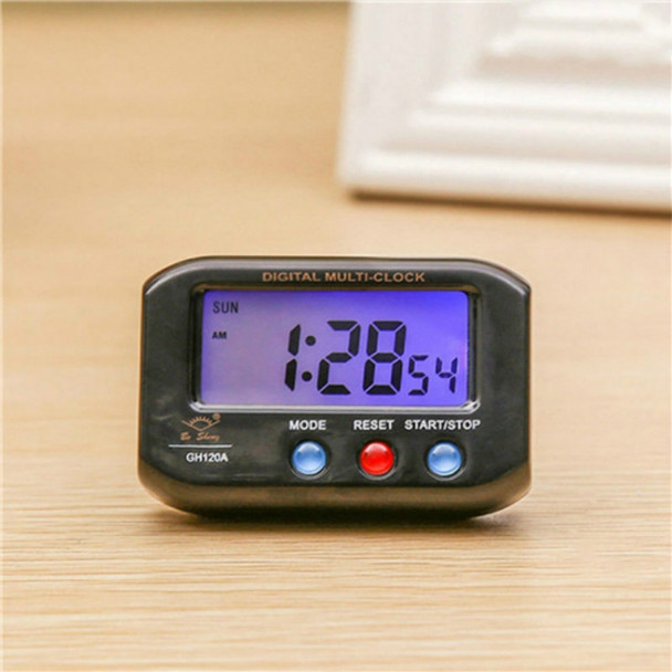 Portable Pocket Sized Digital Electronic Travel Alarm Clock Automotive Electronic Luminous Stopwatch LCD Clock(Black)