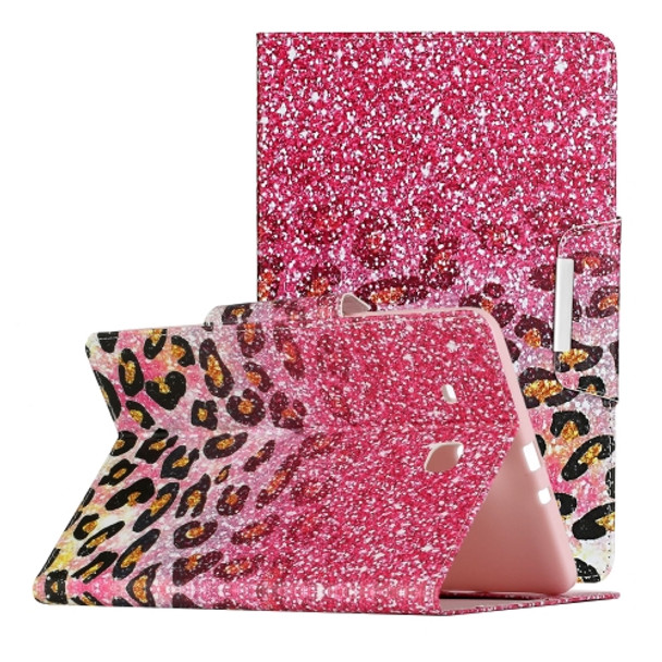 For Samsung Galaxy Tab E 9.6 / T560 Painted Pattern Horizontal Flip Leather Case with Holder(Leopard Powder Sand)