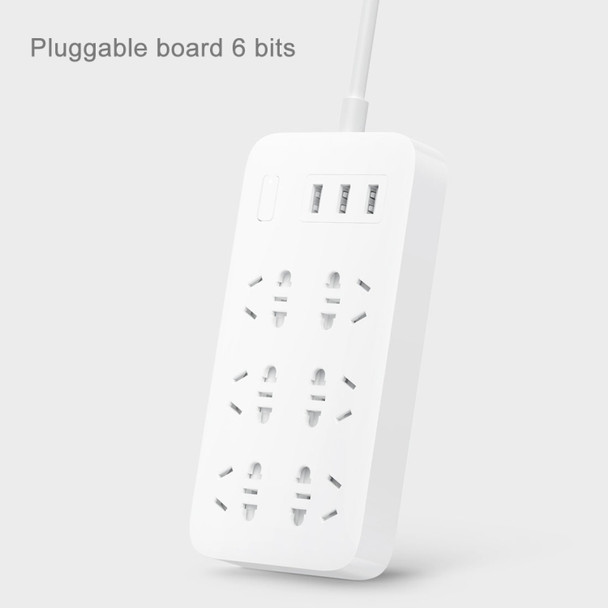 Original Xiaomi Mijia Smart 6 New Chinese Standard Sockets 5V/2.1A 3-USB Ports Power Strip Patch Board Plug Board Basic Edition with Circular Indicator Light(White)