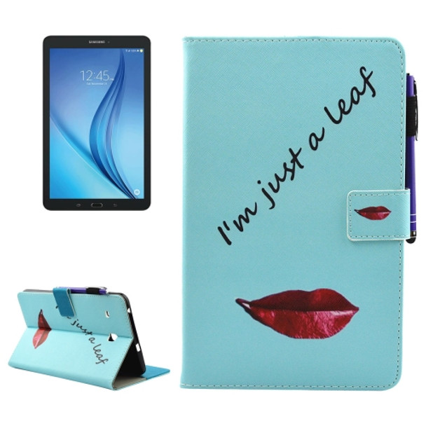 For Galaxy Tab E 8.0 / T377 Lips and Leaves Pattern Horizontal Flip Leather Case with Holder & Wallet & Card Slots & Sleep / Wake-up Function & Pen Slot