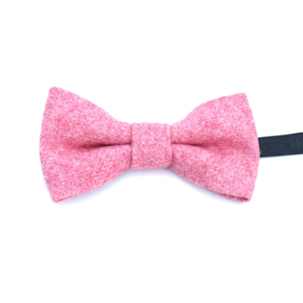 Children Solid Color Wool Fabric Bow-knot Bow Tie(Watermelon Red)