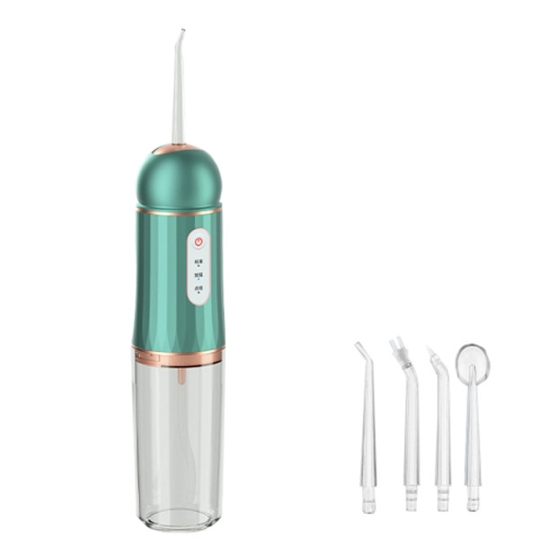 A9 Household Electric Portable Tooth Cleaner Oral Care Dental Floss Tooth Cleane 4 Nozzle(Green Gold)