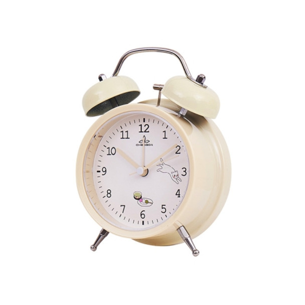 Student Cute Style Bell Alarm Clock Bedside Mute Clock With Light Specification： Y34 3 Inch (Beige)