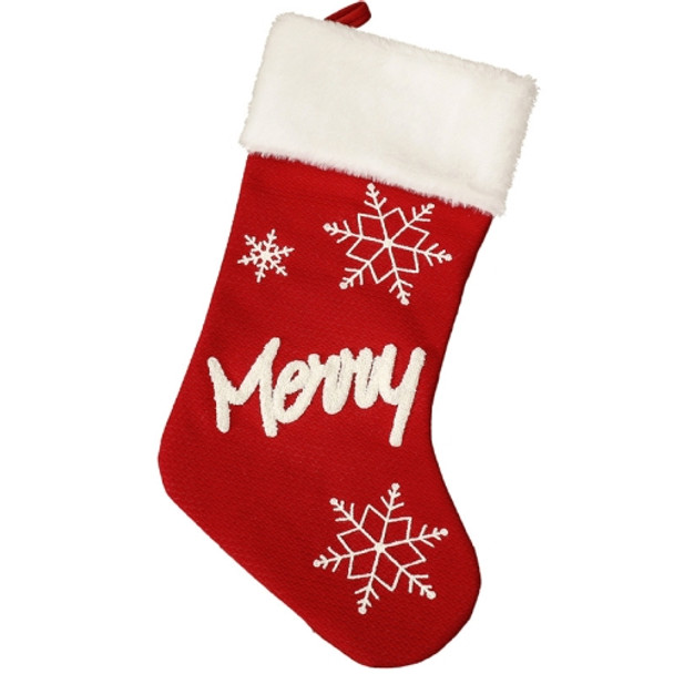 XD22154 Christmas Party Arrangement Plush Socks Snowflake English Socks Gift Bag(Merry)