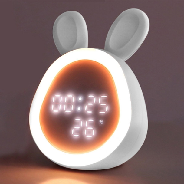 Creative Multifunctional Cartoon Time Rabbit Smart Alarm Clock(White)