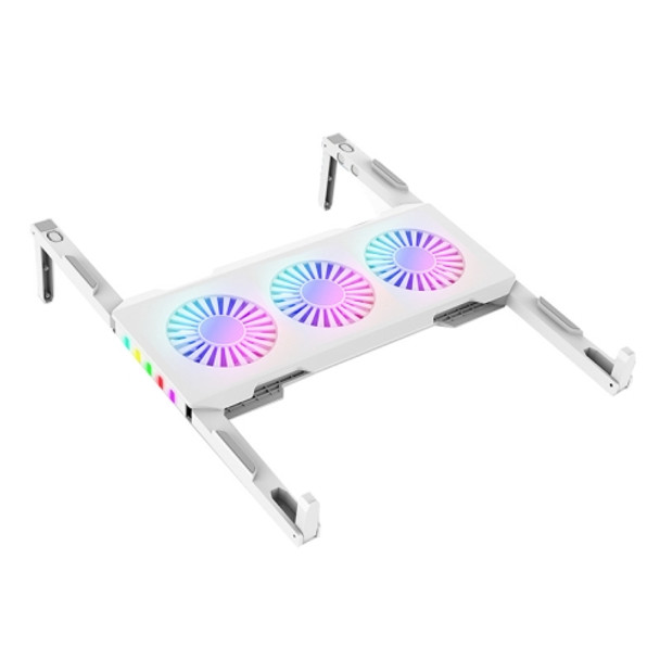 X1 Laptop Foldable Portable Radiator Stand Mini RGB Fan Cooling Base(White)