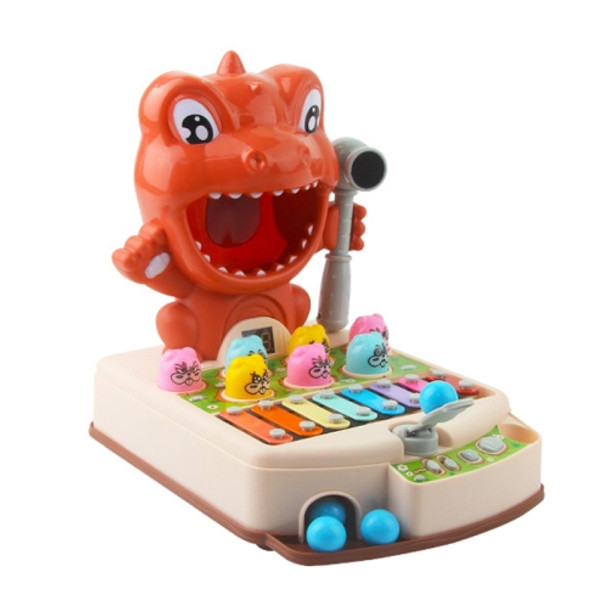 Multifunctional Hitting Hamster Toy Children Educational Light and Music Toy, Style: Charging Dinosaur-Red