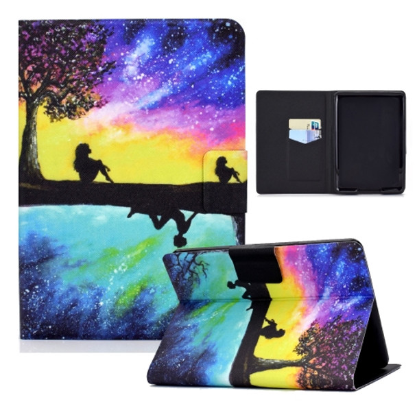 For Amazon Kindle Paperwhite 4 / 3 / 2 / 1 Electric Pressed TPU Colored Drawing Horizontal Flip Leather Case with Holder & Pen Slot(Starry Sky Reflection)