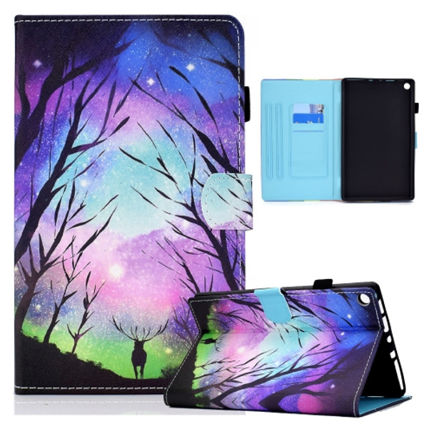 For Amazon Kindle Fire HD8 (2016) / (2017) Colored Drawing Horizontal Flip Leather Case with Holder & Card Slots & Sleep / Wake-up Function(Starry Deer)