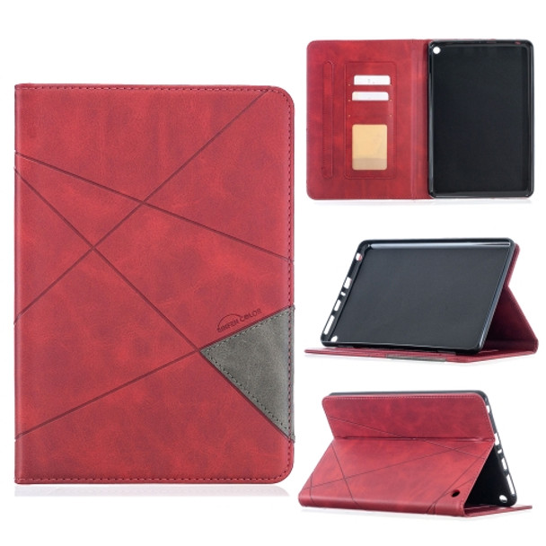 For Amazon Kindle Fire HD8 (2020) Rhombus Texture Horizontal Flip Magnetic Leather Case with Holder & Card Slots(Red)