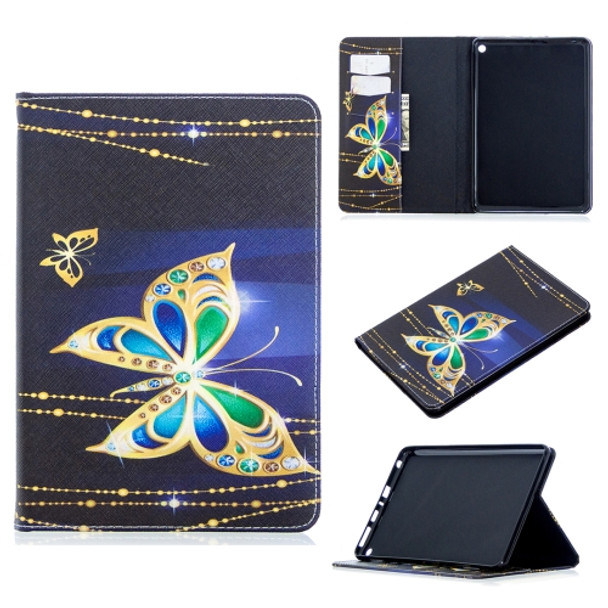 For Amazon Kindle Fire HD8 (2020) Colored Drawing Pattern Horizontal Flip Leather Case with Holder & Card Slots & Wallet(Big Butterfly)