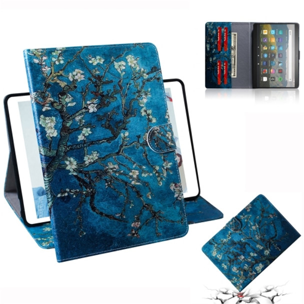 For Amazon Kindle Fire HD 8 (2020) / HD 8 Plus (2020) 3D Colored Drawing Horizontal Flip Leather Case with Holder & Card Slot & Wallet(Apricot Flower)