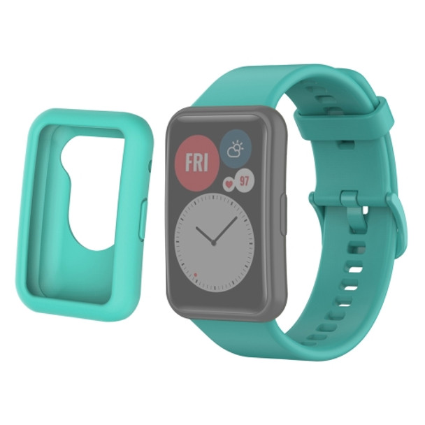 For Huwei Watch Fit Protective Silicone Case + Silicone Watchband Kit(Teal)