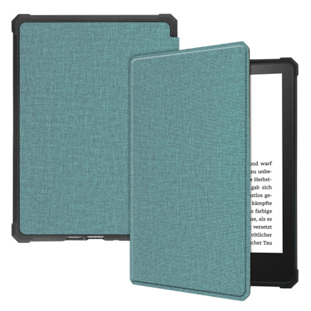 For Amazon Kindle Paperwhite 2021 Solid Color Voltage Denim Texture TPU Horizontal Flip Tablet Leather Case with Sleep / Wake-up Function(Mint Green)