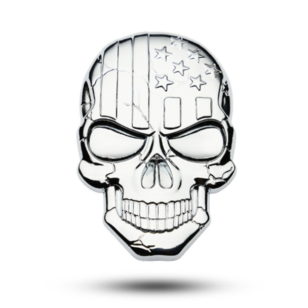 Three-dimensional Devil Skull Metal Plating Car Sticker (Silver)