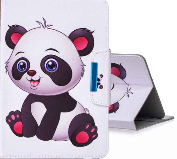For 7 inch Tablet PC Universal Colored Drawing Horizontal Flip PU Leather Case with Holder & Card Slots(Panda)