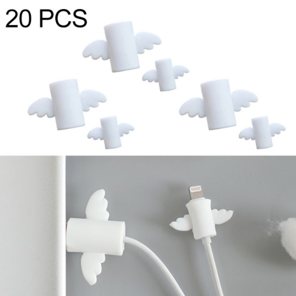 20 PCS Angel Shape Data Cable Anti-break Protection Cover Set(White)