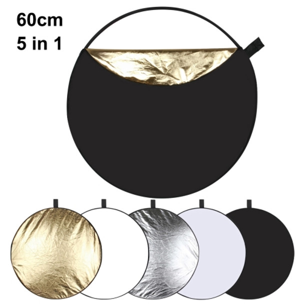 PULUZ 60cm 5 in 1 (Silver / Translucent / Gold / White / Black) Folding Photo Studio Reflector Board