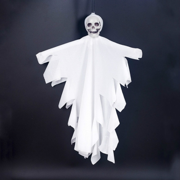 2 PCS Halloween Decoration Mini Fabric Skeleton Hanging Ghosts Bar Ghost Festival Decoration Props( White )