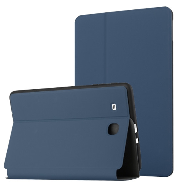 For Samsung Galaxy Tab E 9.6 T560/T561/T565/T567V Dual-Folding Horizontal Flip Tablet Leather Case with Holder (Royal Blue)