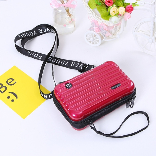 Luggage Box Bag Shoulder Personality Hand Holding Mini Travel Box Small Square Handbag(Wine Red)