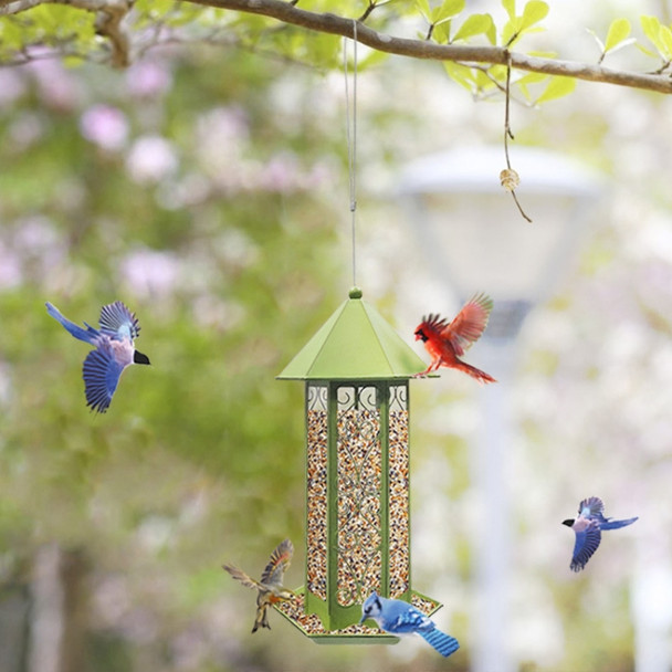 BF005 Retro Wrought Iron Garden Metal Outdoor Hanging Automatic Bird Feeder