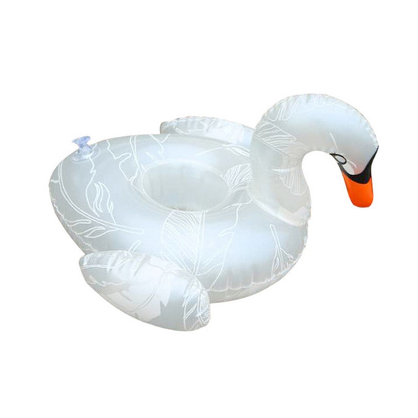 Patterned White Swan Shape Thickened Environmentally Friendly PVC Inflatable Coasters Floating Water Drink Cup Holder, Size:30 x 30 x 18cm