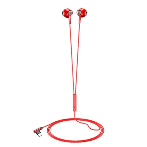 F20 Metal Earphone Earbud Type-C Interface Universal Wire Earphones(Red Bagged)