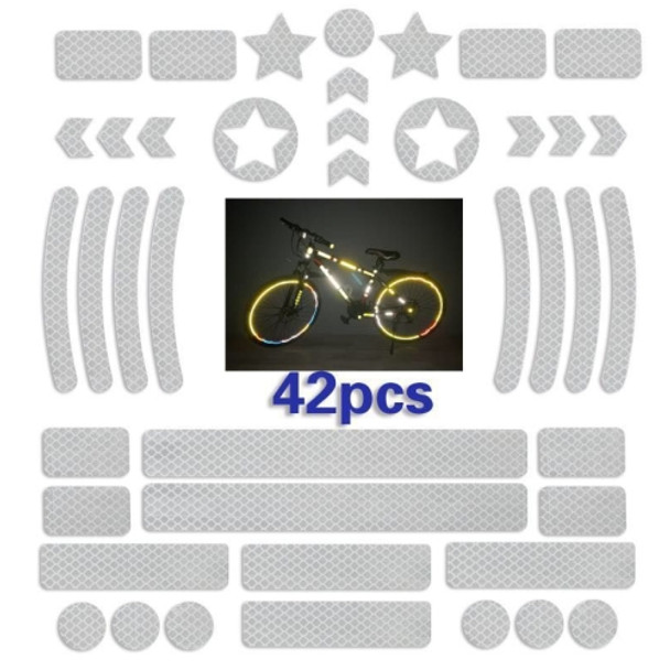 2 Sets Bicycle Honeycomb Reflective Sticker Night Reflective Logo Grid Stripe Warning Strip(White)