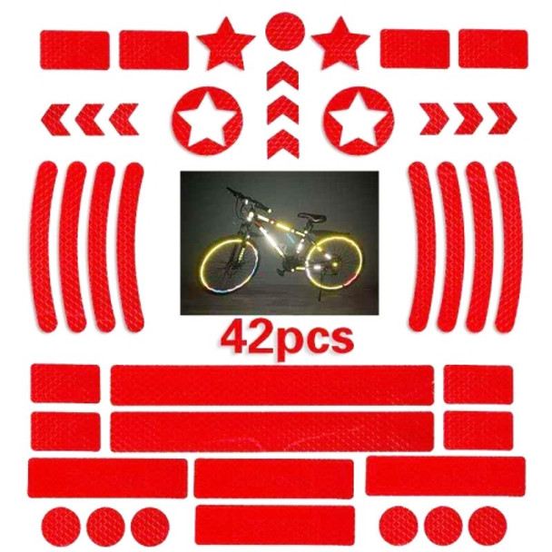 2 Sets Bicycle Honeycomb Reflective Sticker Night Reflective Logo Grid Stripe Warning Strip(Red)