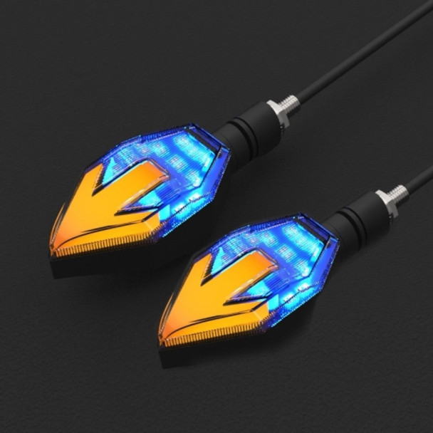 1 Pair LED Motorcycle Arrow Double Color Turn Signal 12V Glare Warning Light(Blue)