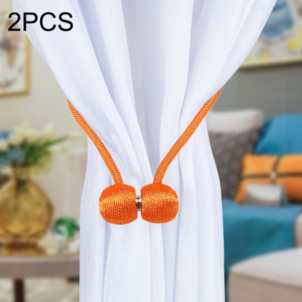 2 PCS Fashion Woven Punch-Free Beef Tendon Magnetic Buckle Curtain Strap(Orange)