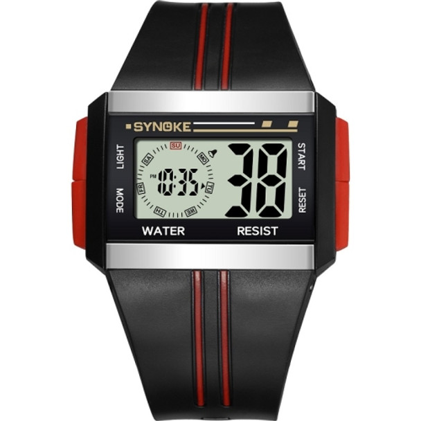 SYNOKE 9222 Men Large Screen Square Multi-Function Waterproof Luminous Electronic Watch(Red)