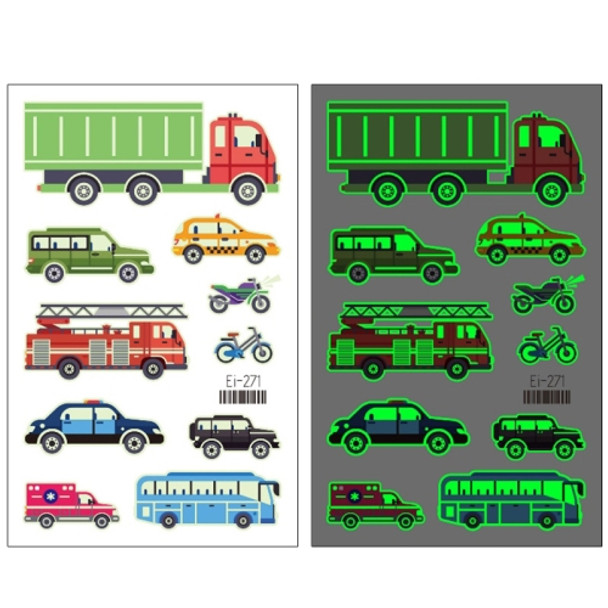 20 PCS Waterproof Children Luminous Cartoon Transport Car Tattoo Sticker(Ei-271)