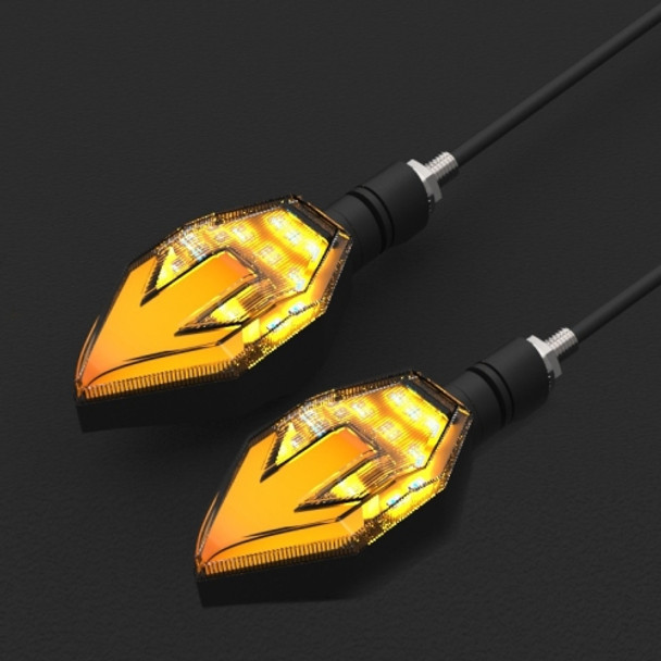 1 Pair LED Motorcycle Arrow Double Color Turn Signal 12V Glare Warning Light(Yellow)