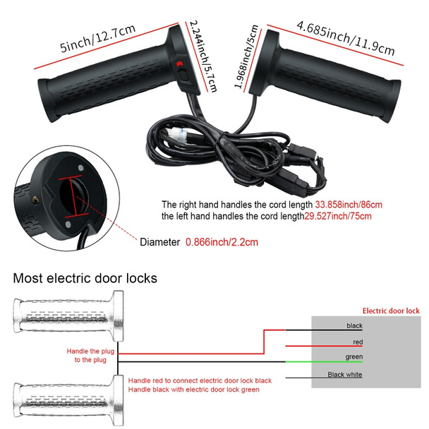 WUPP CS-1324A1 ATV Intelligent Electric Heating Hand Cover Heated Grip with Five Gear Temperature Control & Indicator Light