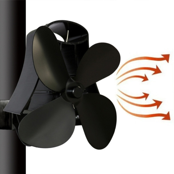 YL-105 4-Blade Aluminum Heat Powered Fireplace Stove Fan(Black)