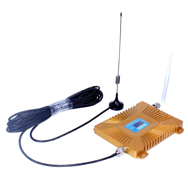 GSM900 / WCDMA2100 Mini Mobile Phone LCD Signal Repeater with Sucker Antenna(Gold)