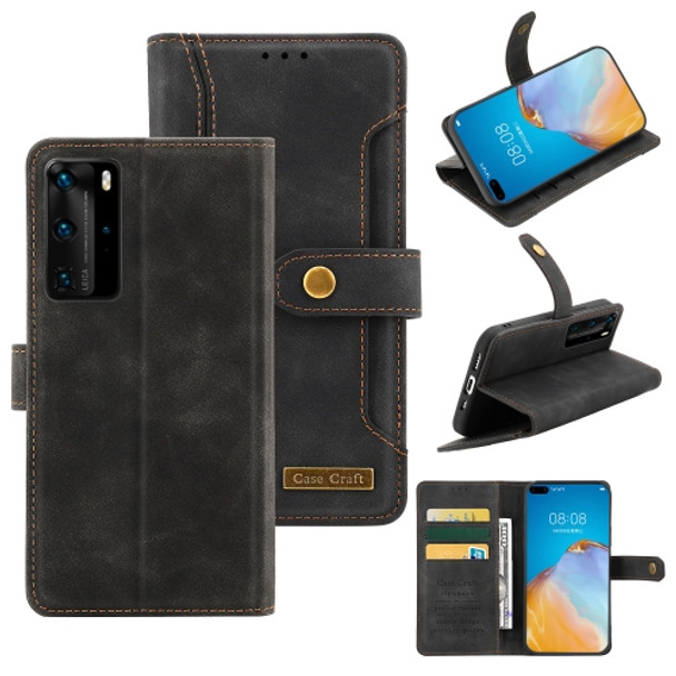 For Huawei P40 Pro Copper Buckle Horizontal Flip Leather Phone Case with Holder & Card Slots & Wallet(Black)