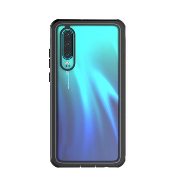 For Huawei P30 Waterproof Dustproof Shockproof Transparent Acrylic Protective Case(Black)