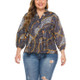 Printed Chain Long Sleeve Large Size Shirt Female (Color:Black Size:XXXXL)