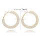 Women Crystal Hoop Earrings Geometric Round Shiny Rhinestone Big Earring Jewelry(White)