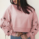 Corn Strap Loose Sweater Coat (Color:Pink Size:XL)
