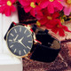2 PCS Casual Simple Sofa Leather Quartz Couple Watch(Black)