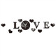 Creative LOVE Clock Acrylic Mirror DIY Wall Sticker(Black)